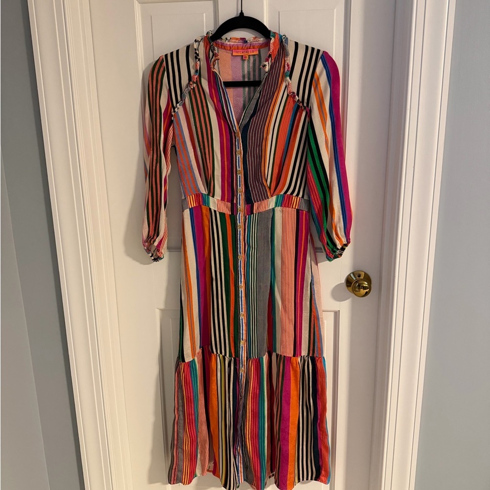 Vilagallo Colorful Striped Long Sleeve Dress